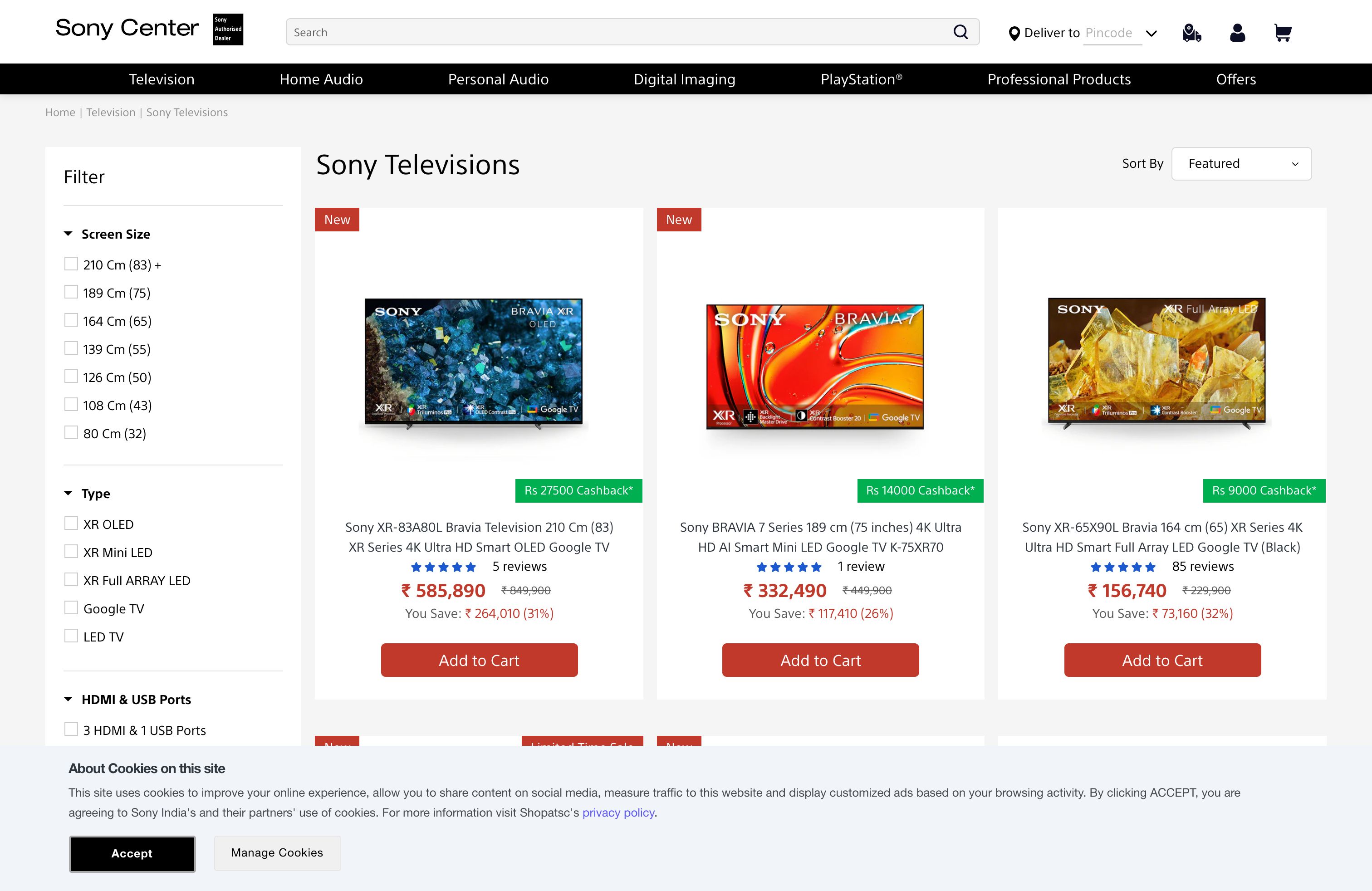 Sony India screenshot 2