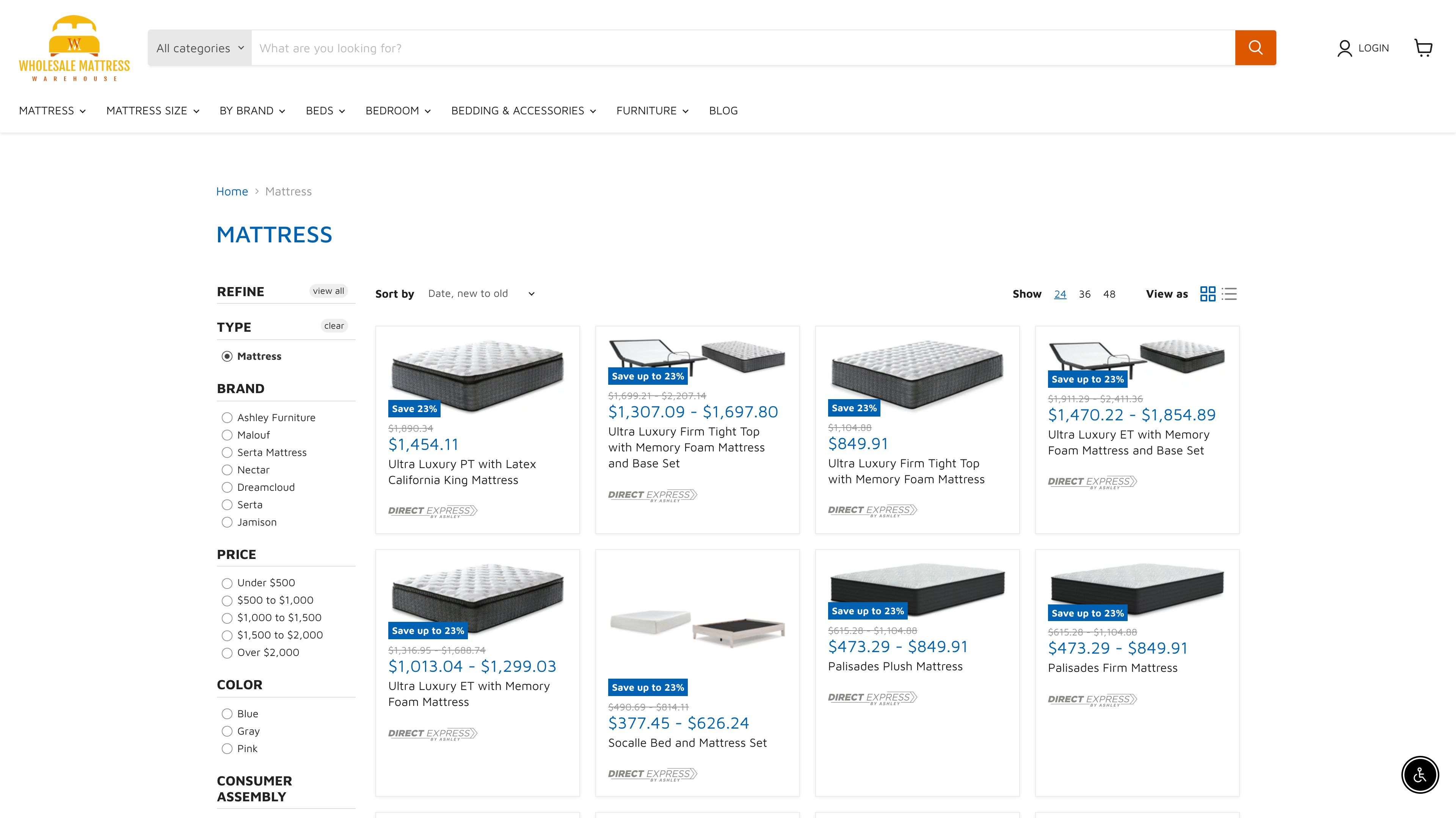 Shopify Store Designing: Wholesale Mattress Warehouse screenshot 2