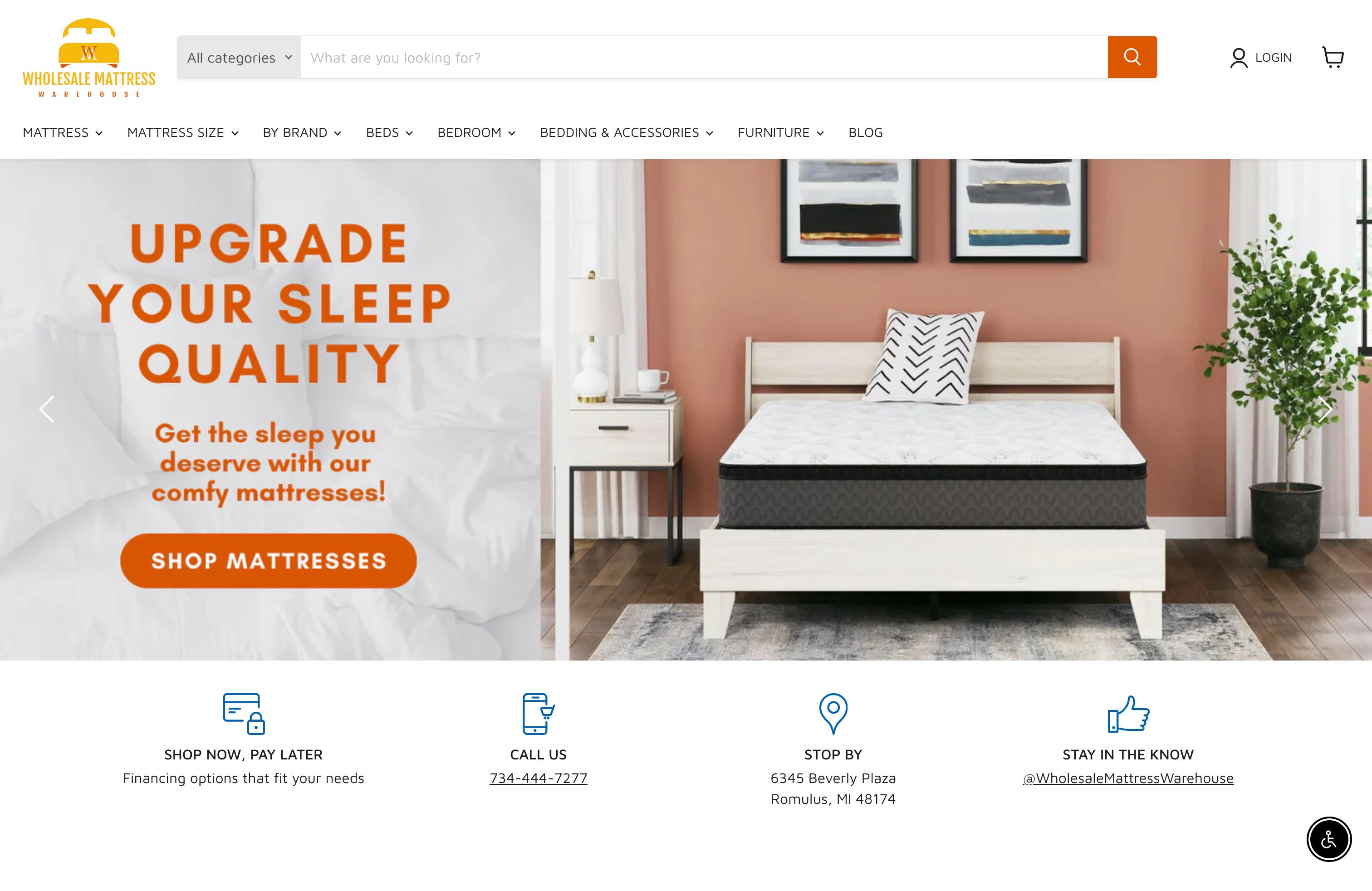 Shopify Store Designing: Wholesale Mattress Warehouse screenshot