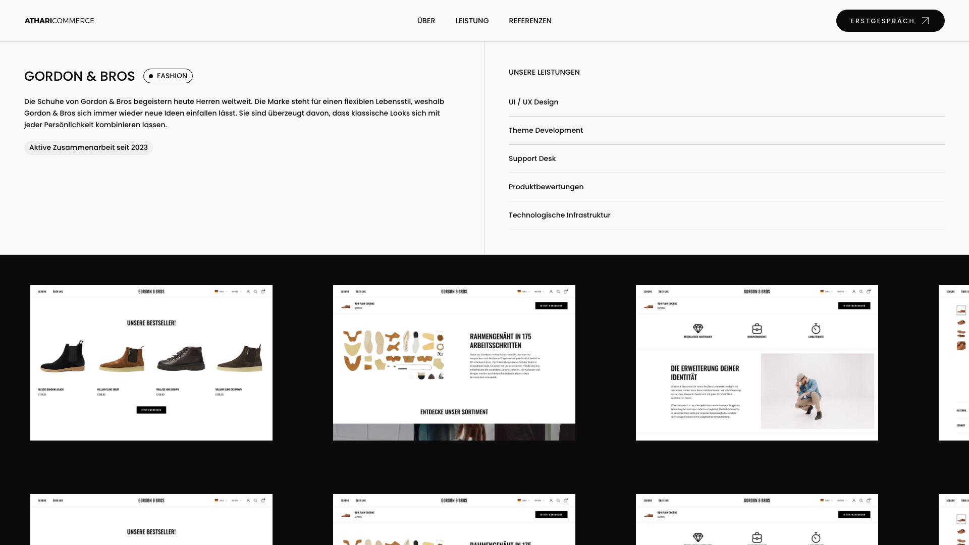 GORDON & BROS: UI/UX Design, Theme Development und technisches Setup