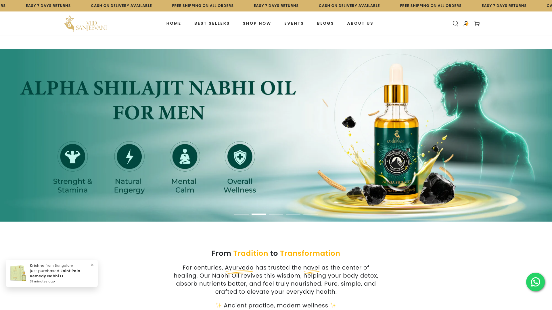 Ved Sanjeevani – Ayurvedic Hair & Nabhi oil Shopify Store