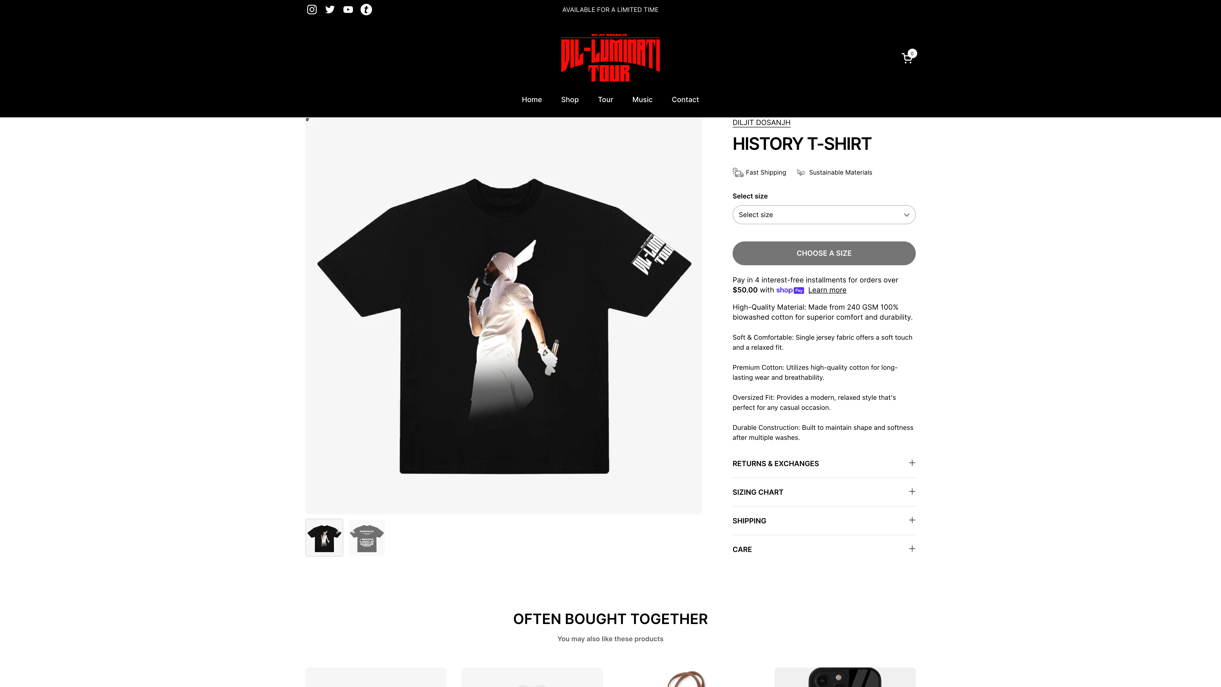 Diljit Dosanjh | Official Merch Website screenshot 2