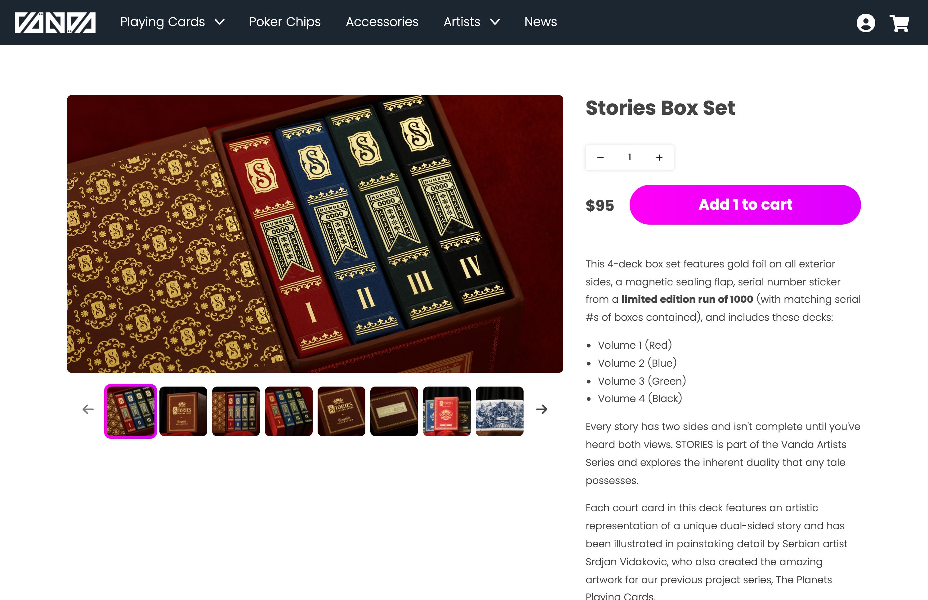 Vanda Cards website development & custom cart integration screenshot 4