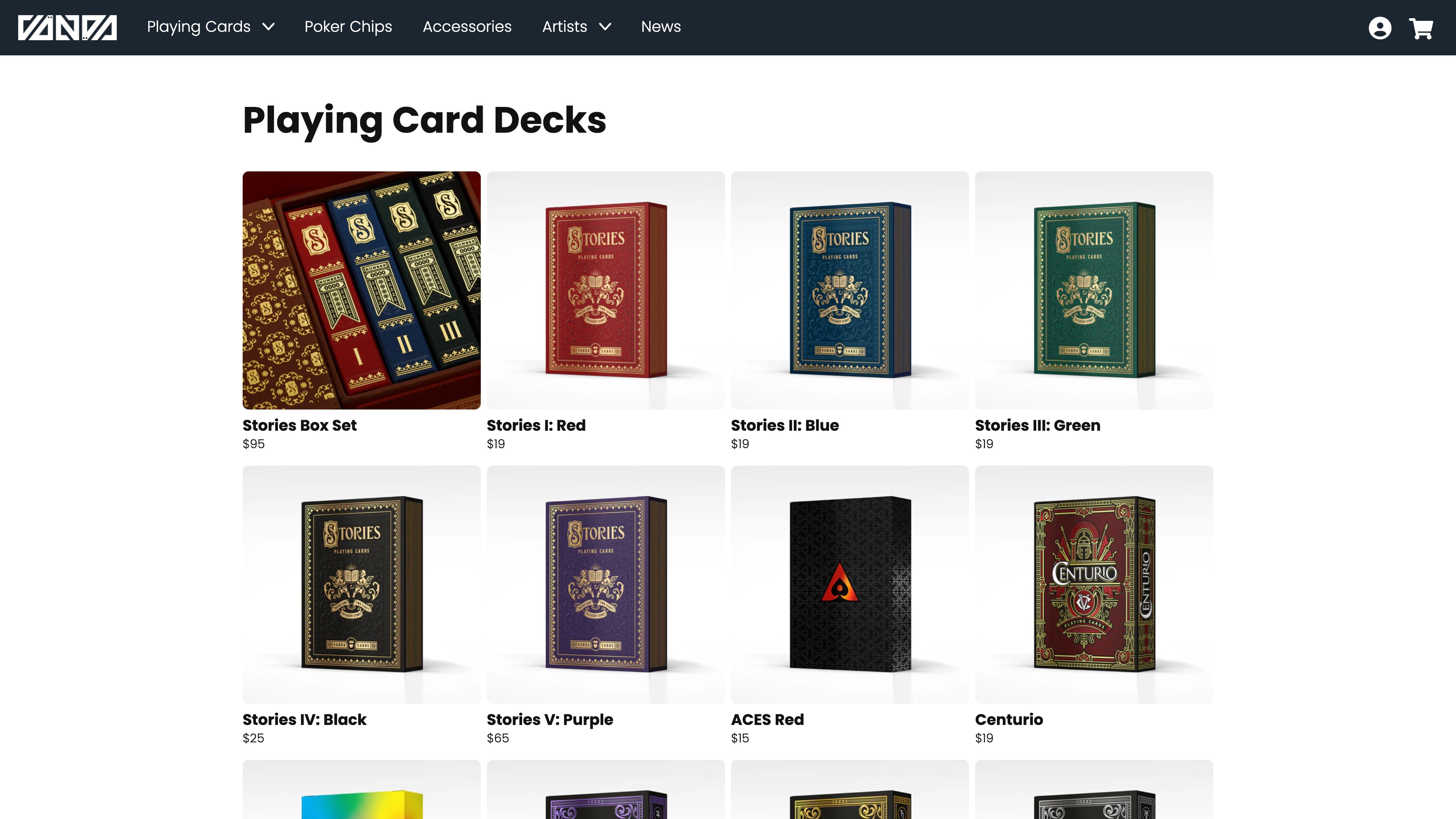 Vanda Cards website development & custom cart integration screenshot 2