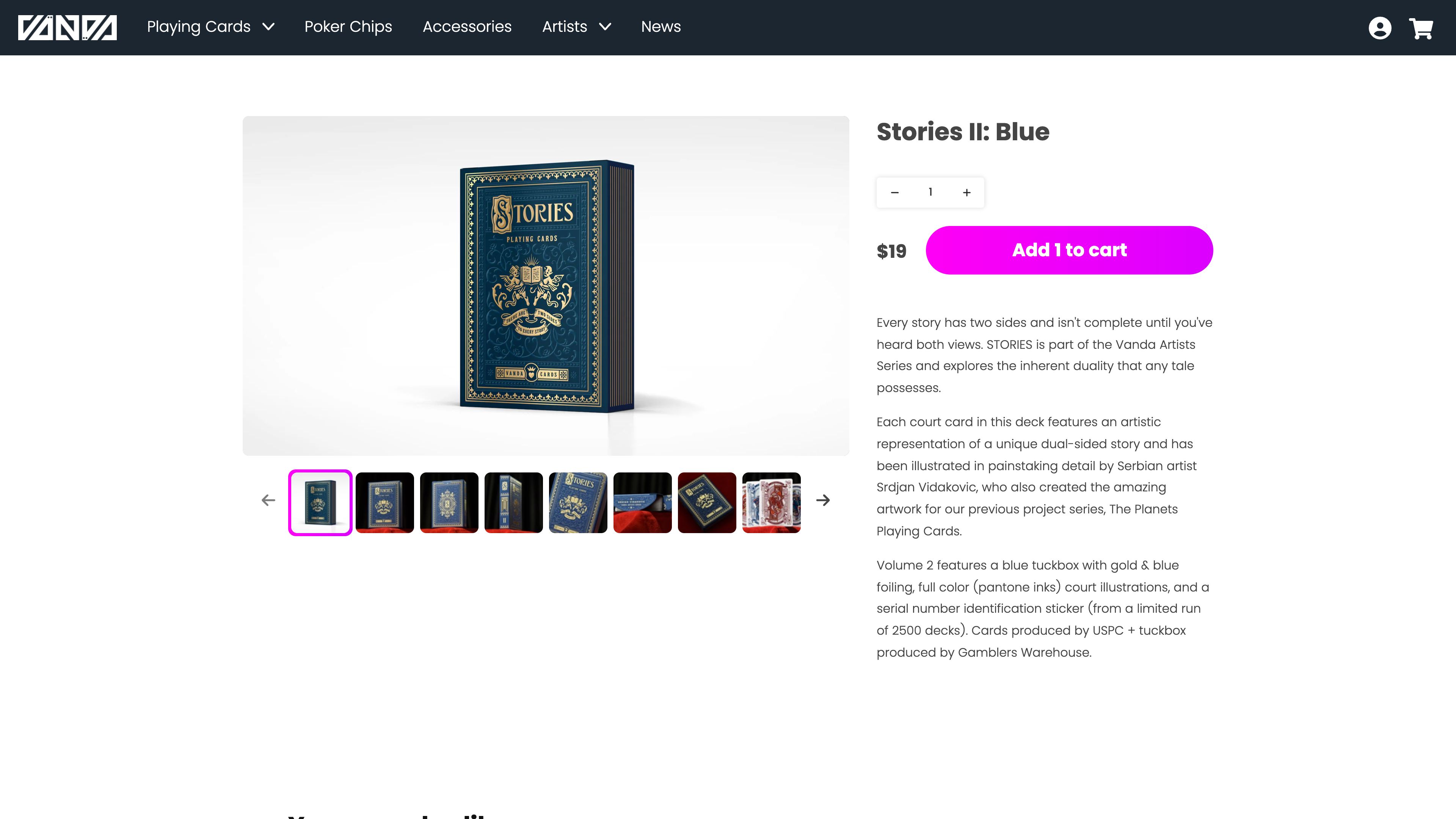 Vanda Cards website development & custom cart integration screenshot 5