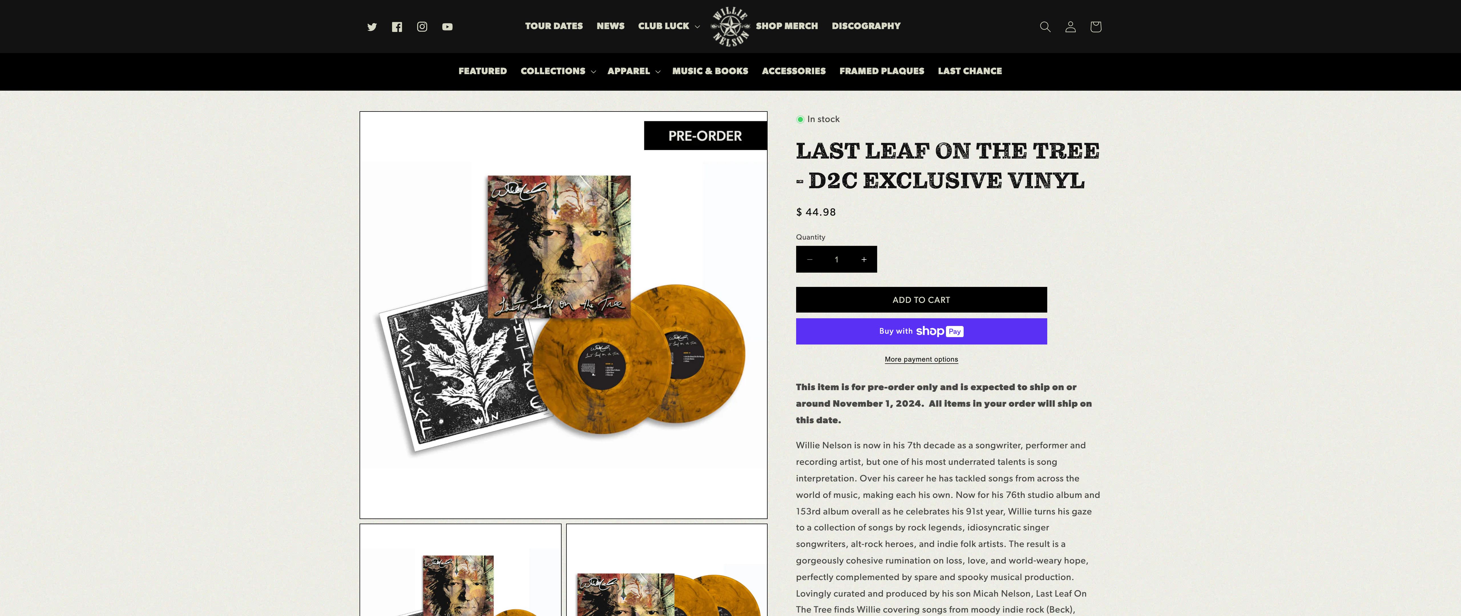 Willie Nelson - Shopify Plus, Web Design, Fulfillment, Fan Club & VIP screenshot 3