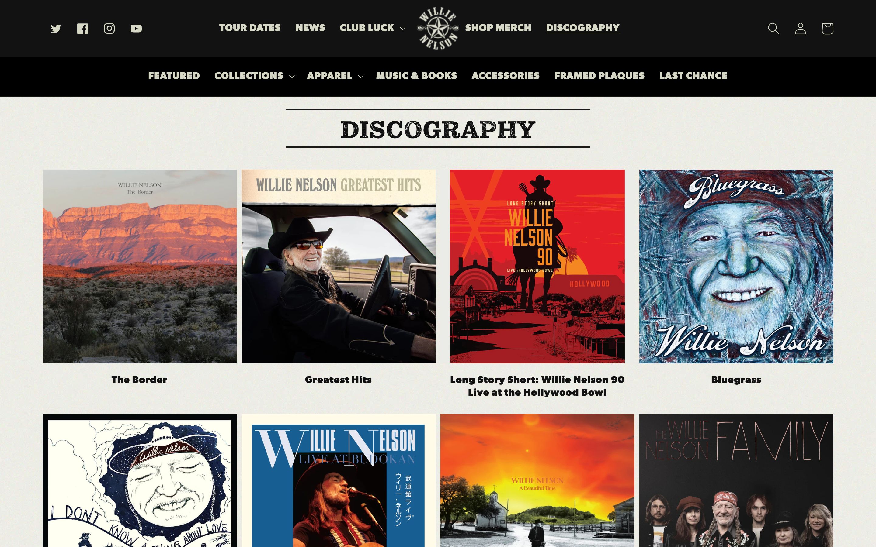 Willie Nelson - Shopify Plus, Web Design, Fulfillment, Fan Club & VIP screenshot 2