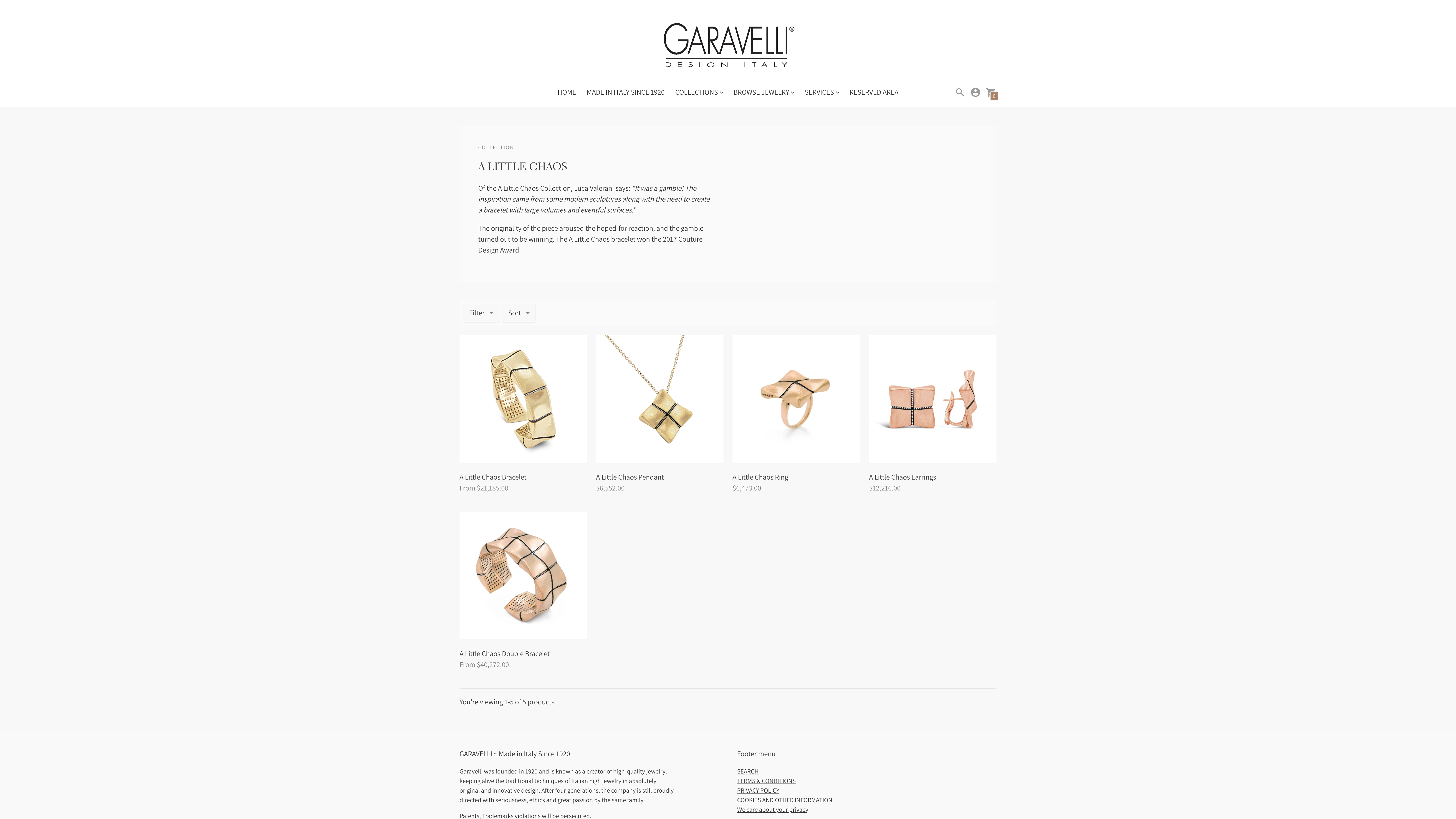 Garavelli Luxury Jewelry - Website Design & Development screenshot