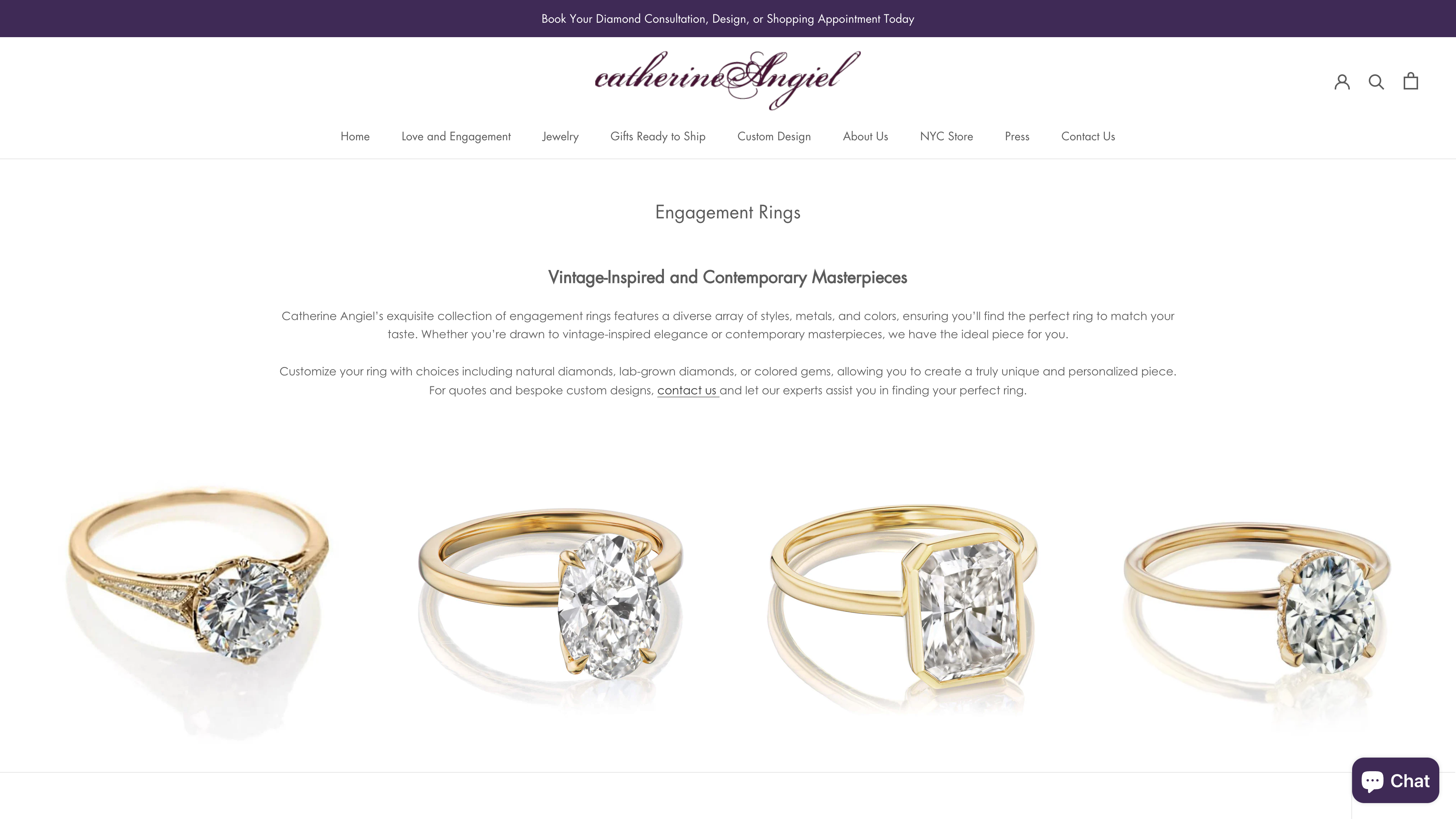 Catherine Angiel Shopify Store Design and Development screenshot