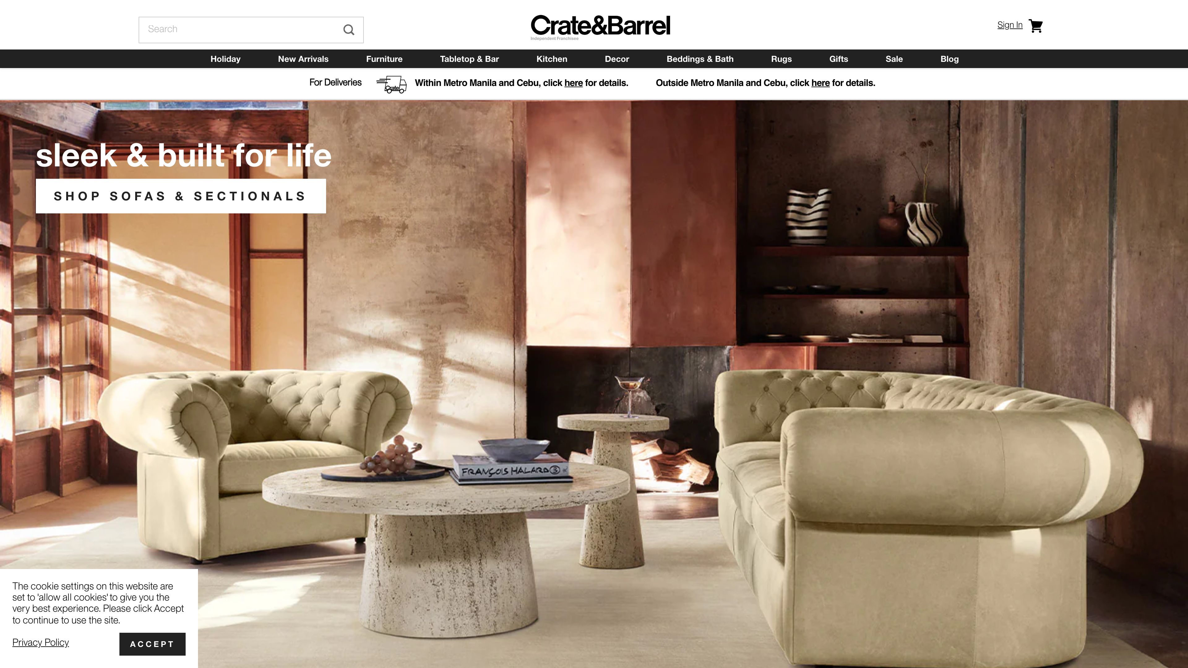 Crate & Barrel Philippines SEO Migration on Shopify screenshot