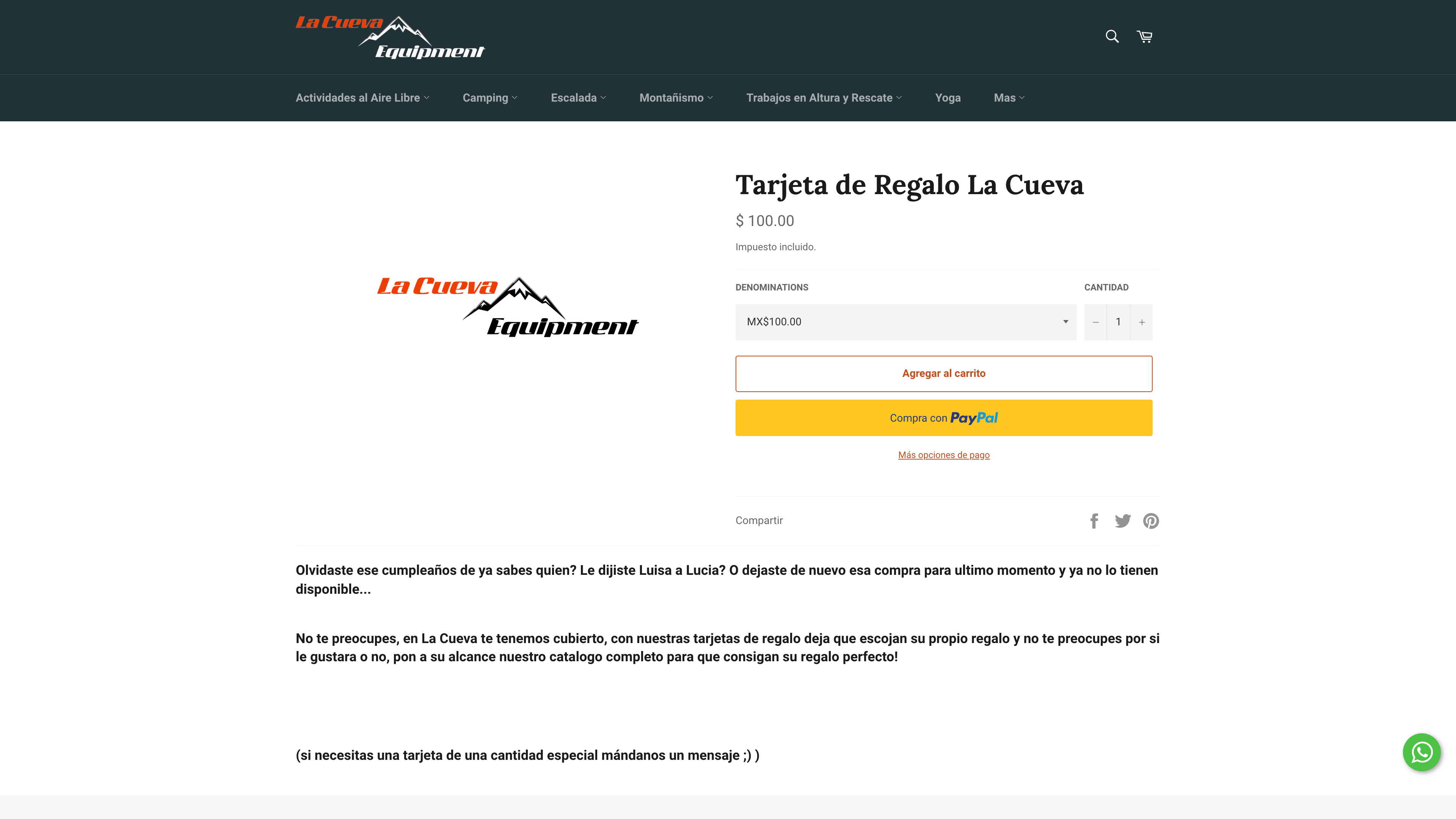La Cueva Mountain Equipment screenshot 5