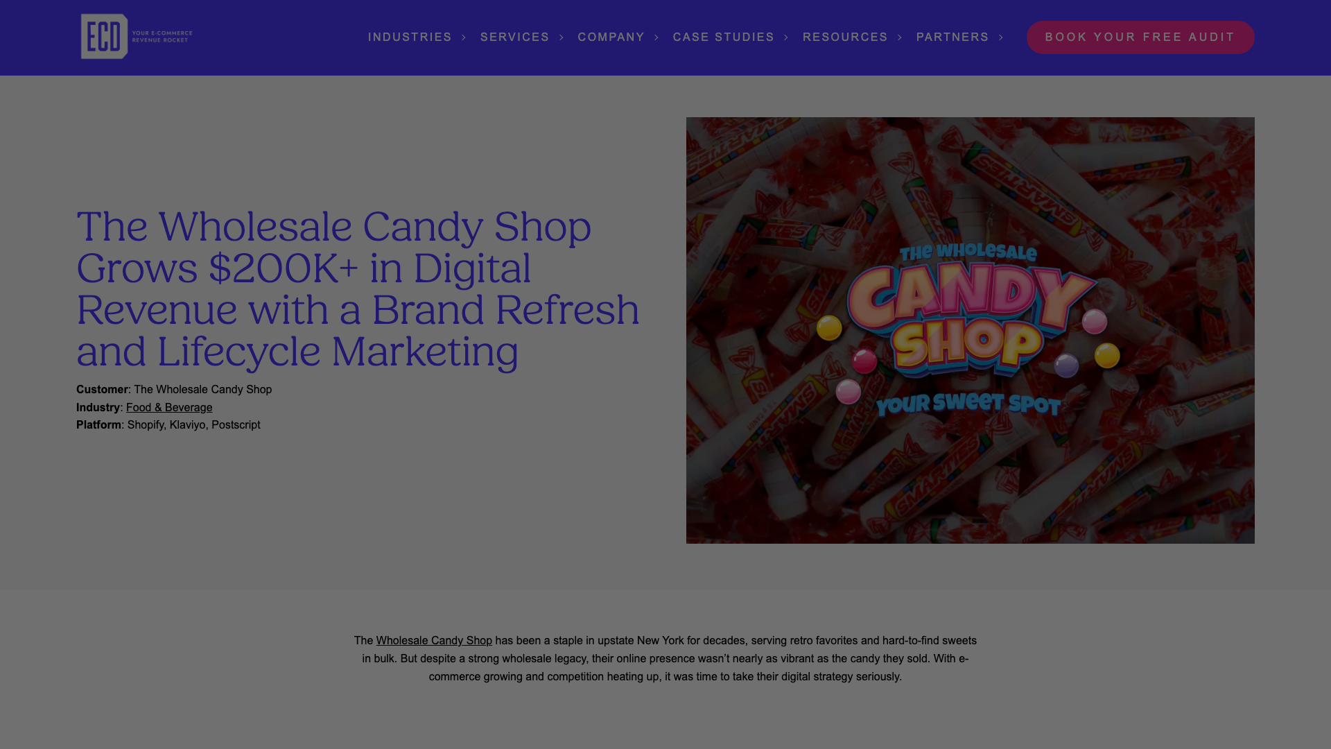 ECD Digital boosted The Wholesale Candy Shop's online sales