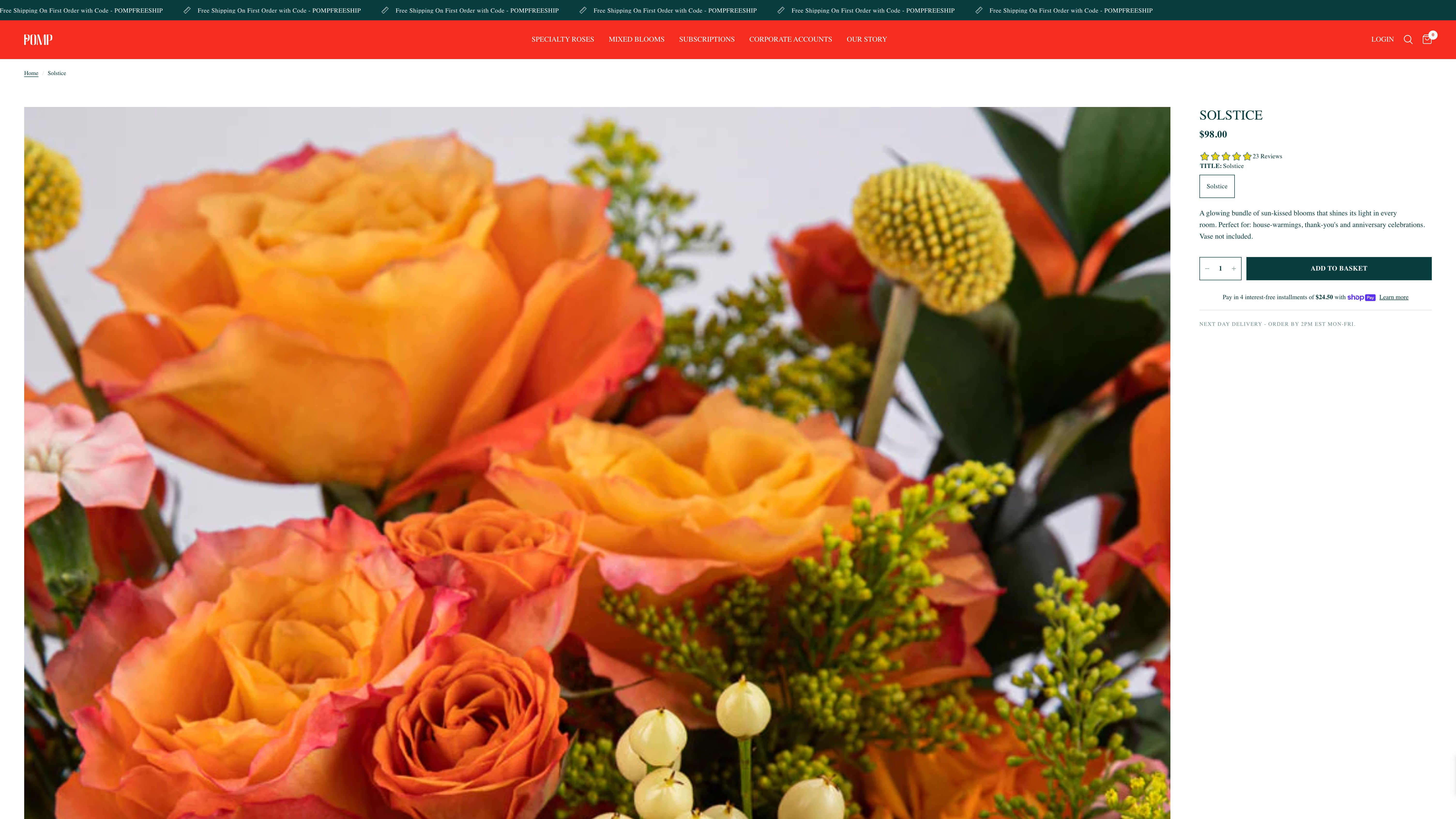 Pomp Flowers: Shopify 2.0 Upgrade & SEO for Enhanced UI/UX screenshot 3