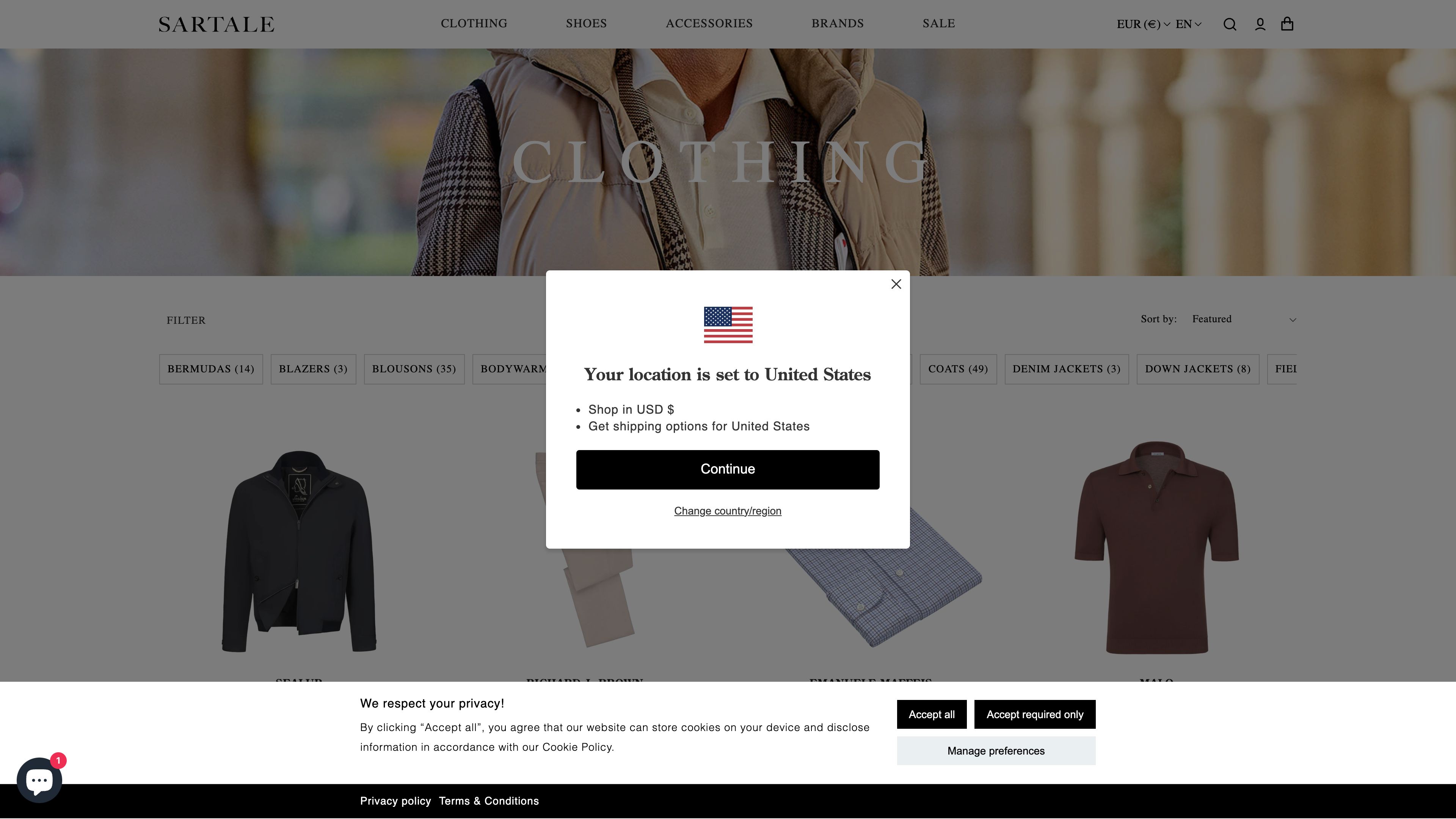 Complete store setup & design for clothes brand - Sartale screenshot 2