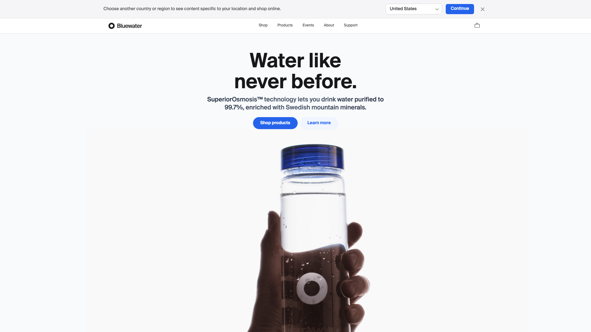 Bluewater: headless shopify site screenshot
