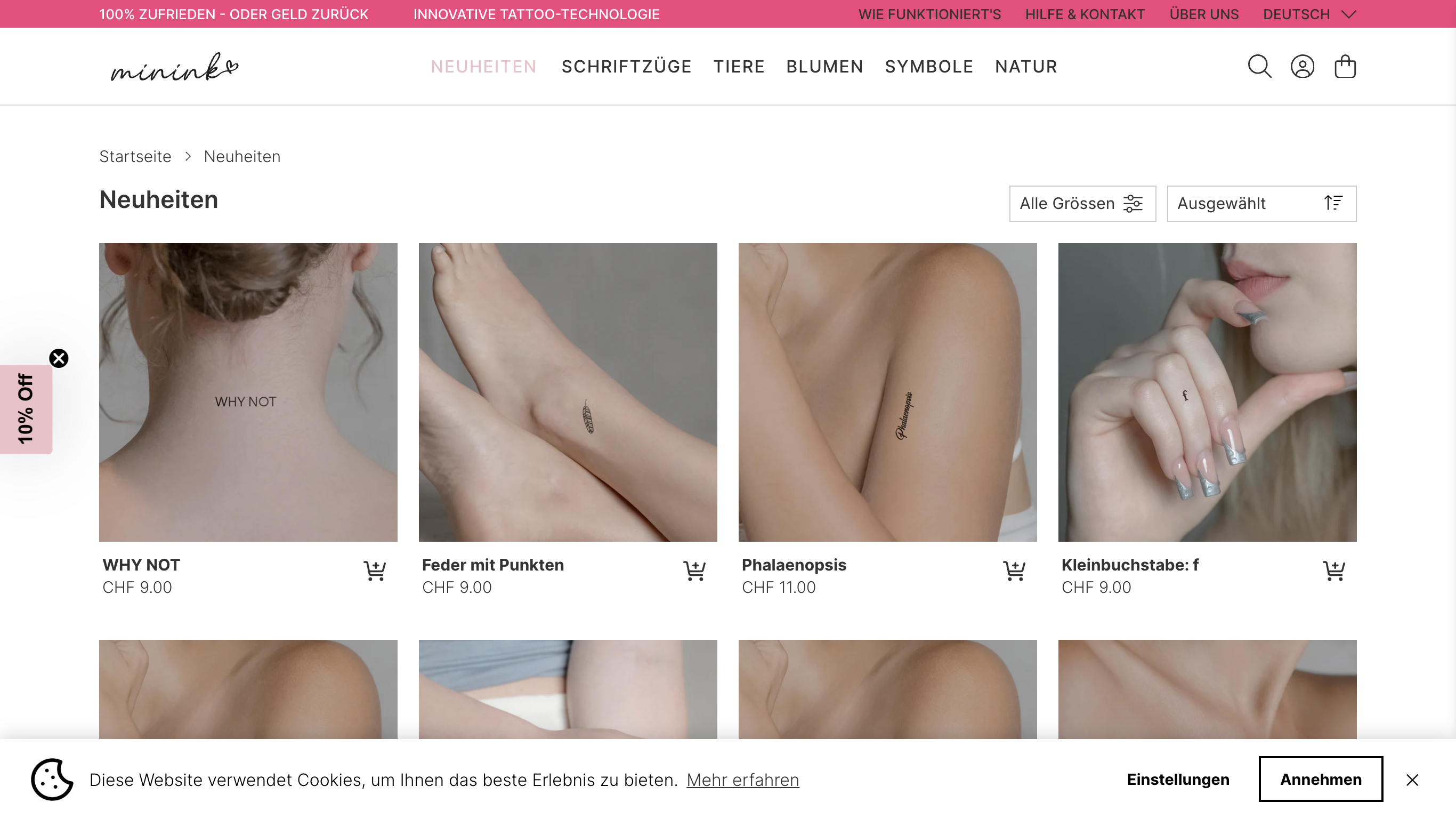 Entwicklung Onlineshop für das Startup minink screenshot 2