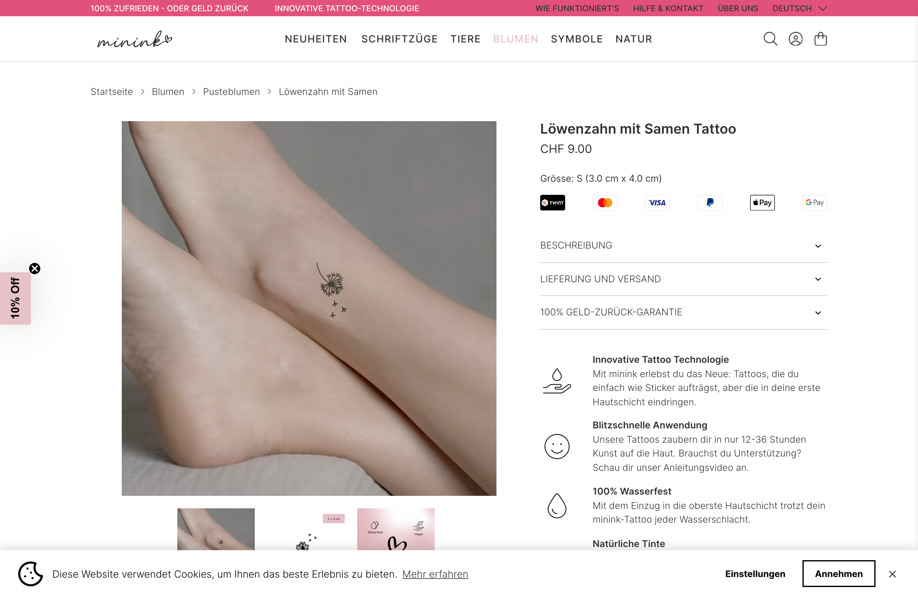 Entwicklung Onlineshop für das Startup minink screenshot 5