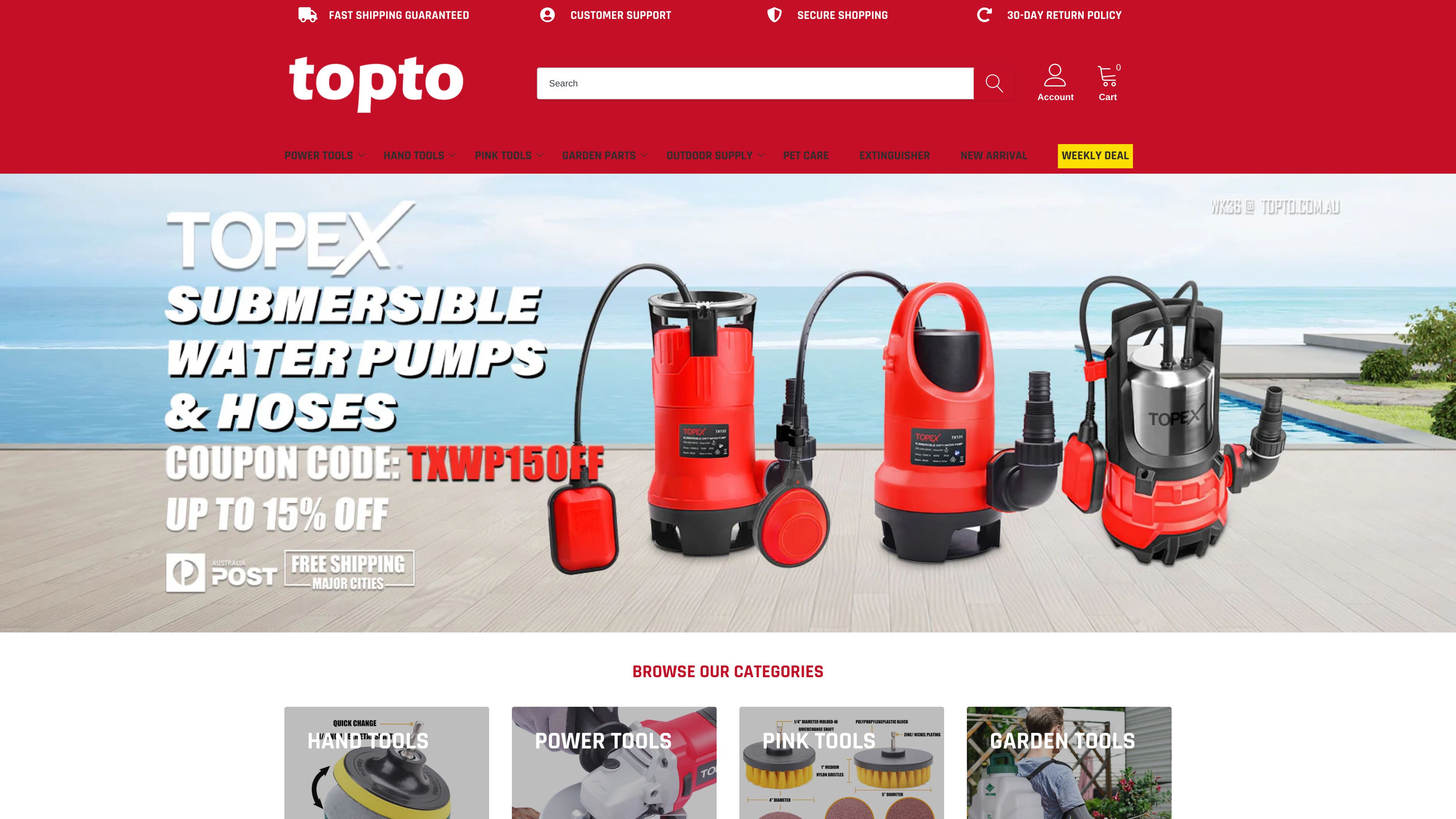 Shopify Designing: Topto(Australian Hardware Parts) screenshot