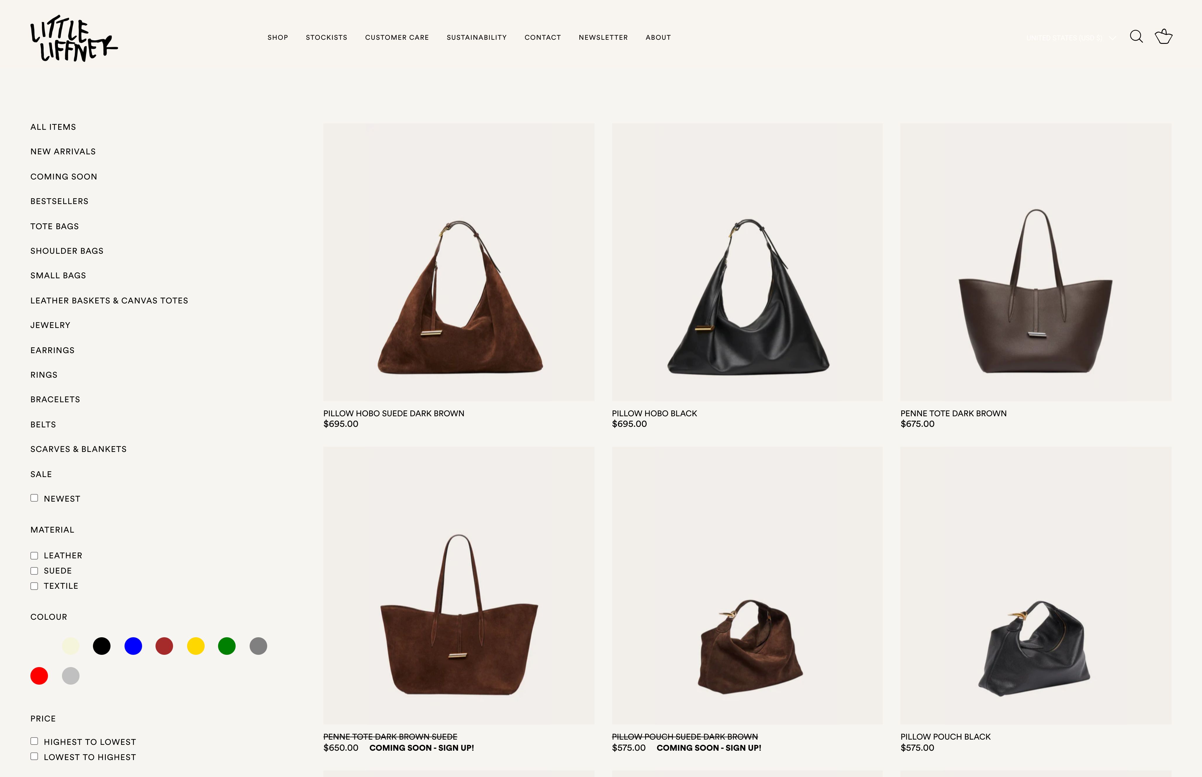 Shopify Store of Luxury hand bags for womens designed by PAULINA Liff screenshot 2