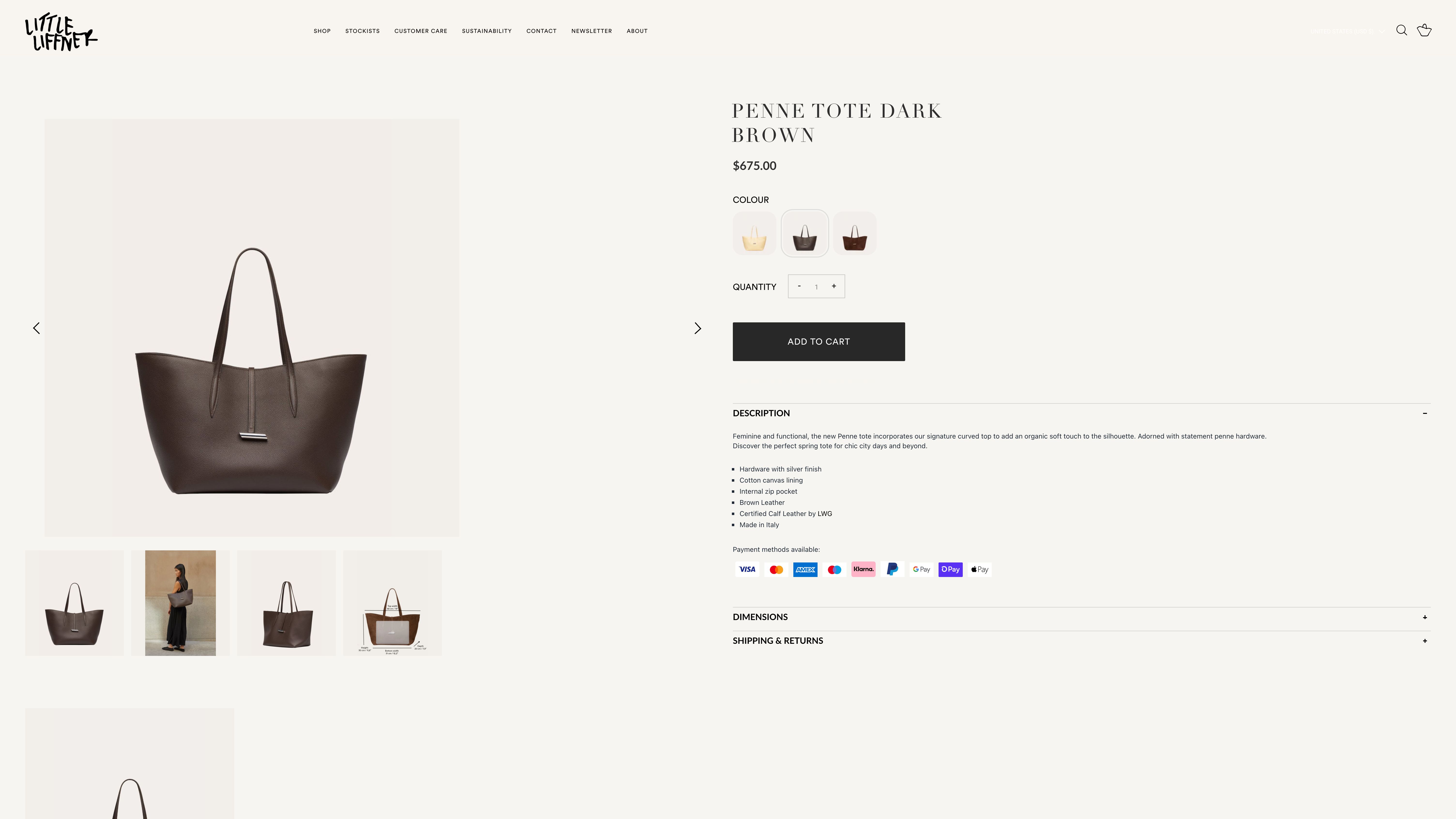 Shopify Store of Luxury hand bags for womens designed by PAULINA Liff screenshot 3