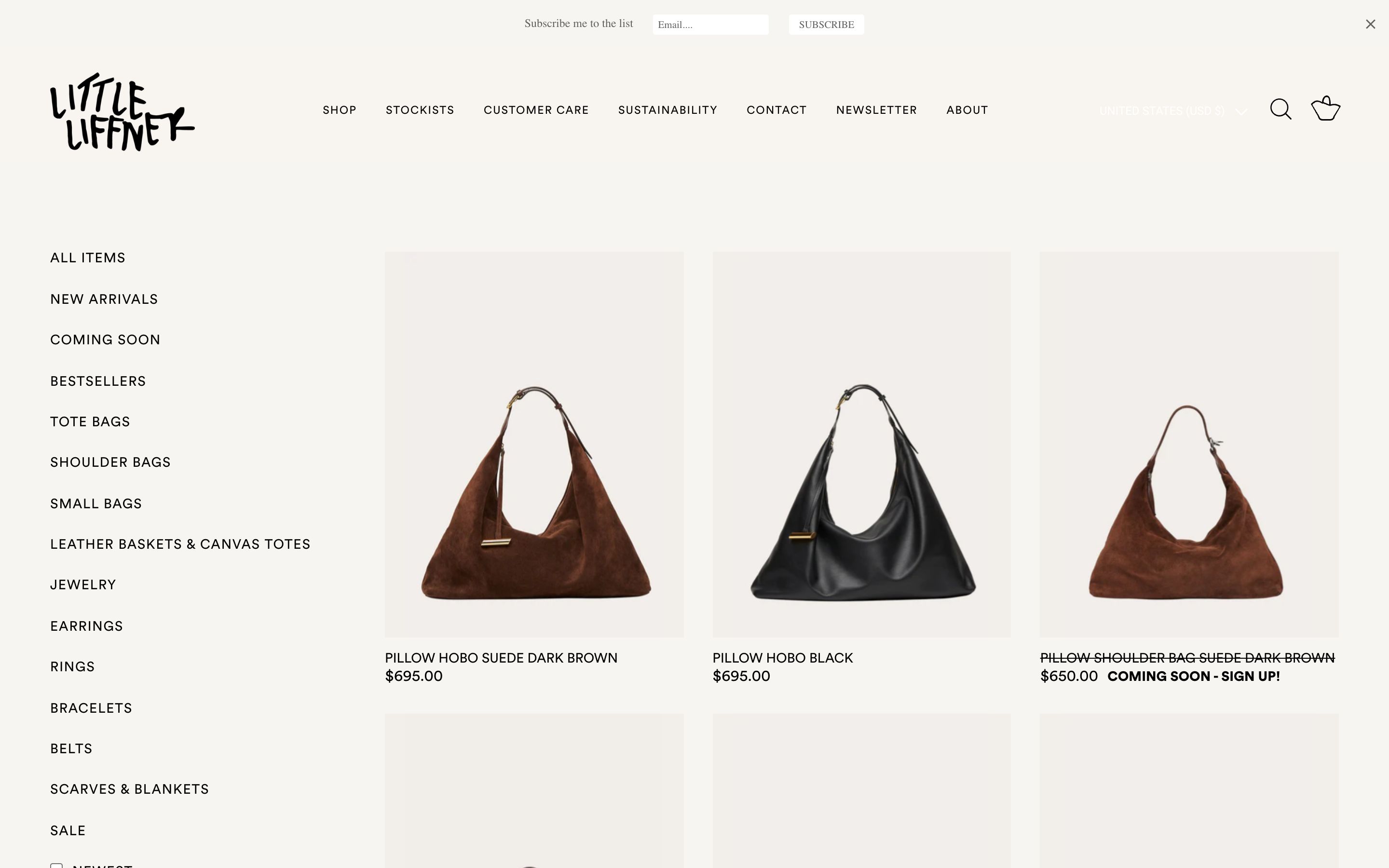 Shopify Store of Luxury hand bags for womens designed by PAULINA Liff screenshot